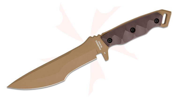 Halfbreed Blades Medium Infantry Fixed Blade Knife 6.69 inch D2 Dark Earth Teflon Recurve Drop Point Tracker Blade, Milled G10 Handles, Molded Kydex Sheath