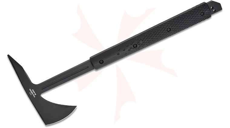 Halfbreed Blades Large Breaching Axe 18.43 inch Overall, Tomahawk with Penetrator Spike, D2 Black Teflon, G10 Handles, Molded Kydex Sheath