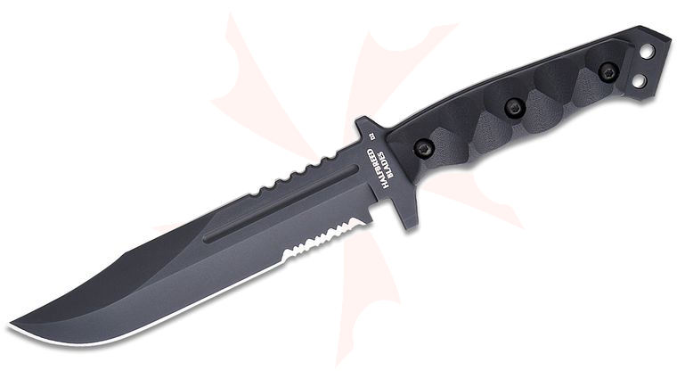 Halfbreed Blades Gen-2 Large Infantry Fixed Blade Knife 6.89 inch D2 Black Teflon Clip Point Combo Blade, Contoured G10 Handles, Molded Kydex Sheath