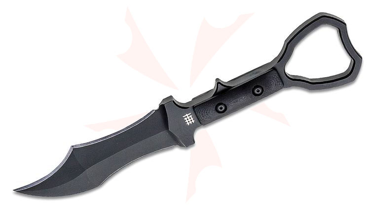 Halfbreed Blades Compact Clearance - Tuhon Raptor Fixed Blade Knife 3.94 inch D2 Black Teflon Recurve Talon Point Blade, G10 Handles, Injection Molded Sheath