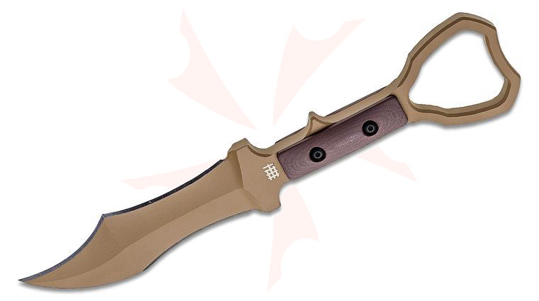 Halfbreed Blades Compact Clearance - Tuhon Raptor Fixed Blade Knife 3.94 inch D2 Dark Earth Teflon Recurve Talon Point Blade, G10 Handles, Injection Molded Sheath
