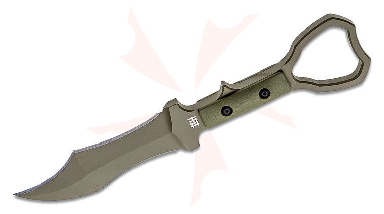 Halfbreed Blades Compact Clearance - Tuhon Raptor Fixed Blade Knife 3.94 inch D2 Ranger Green Teflon Recurve Talon Point Blade, G10 Handles, Injection Molded Sheath