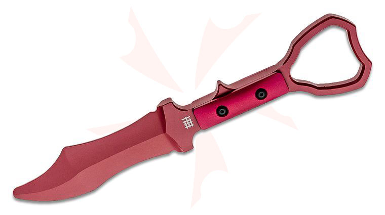 Halfbreed Blades Compact Clearance - Tuhon Raptor Trainer 3.94 inch 420 Red Teflon HIVIS RED Recurve Talon Point Dull Blade, Aluminum Handles, No Sheath