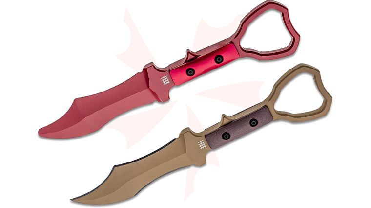 Halfbreed Blades Compact Clearance - Tuhon Raptor Fixed Blade Knife and Trainer Set 3.94 inch D2 Dark Earth Teflon Recurve Talon Point Blade, G10 Handles, Injection Molded Sheath