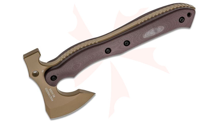 Halfbreed Blades Compact Rescue Axe 9.52 inch Overall, Tomahawk with Hammer Head, D2 Dark Earth Teflon, G10 Handles, Molded Kydex Sheath