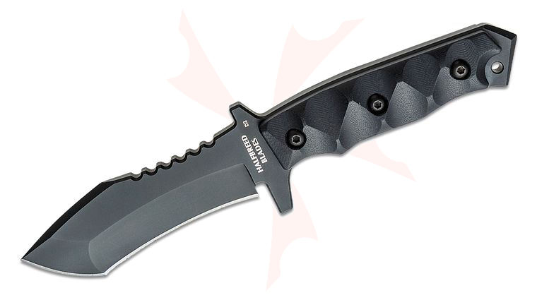 Halfbreed Blades Medium Clearance Fixed Blade Knife 4.52 inch D2 Black Teflon Recurve Blade, G10 Handles, Molded Kydex Sheath
