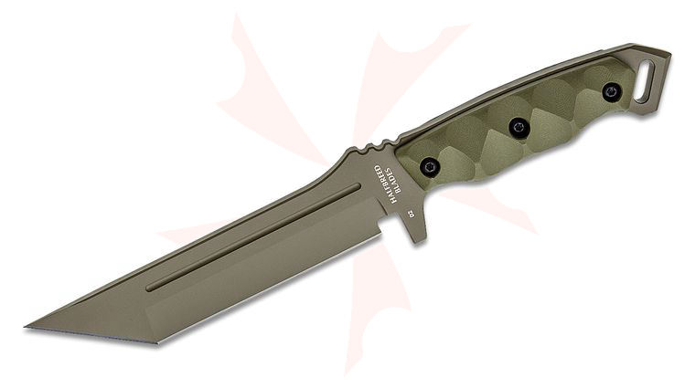 Halfbreed Blades Medium Infantry Fixed Blade Knife 6.69 inch K340 Ranger Green Teflon Tanto Plain Blade, Milled G10 Handles, Molded Kydex Sheath