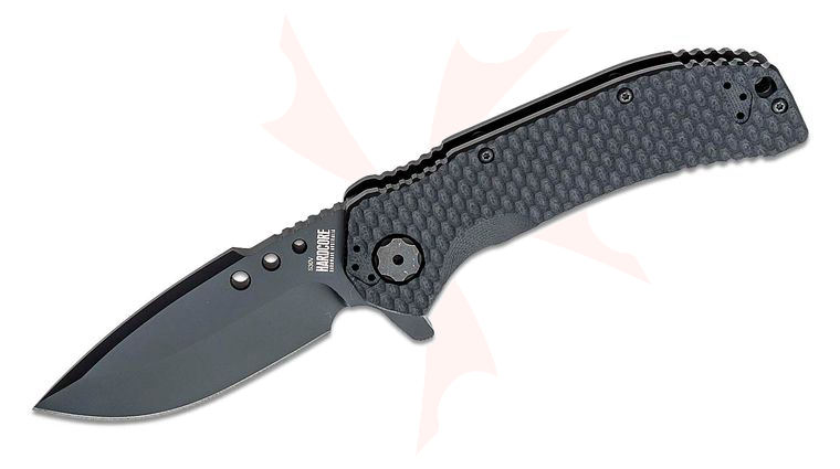 Halfbreed Blades MILSPEC Folder Series MILF-02 Flipper Knife 3.54 inch S30V Black PVD Drop Point Blade, 3D Black G10 and Stainless Steel Handles