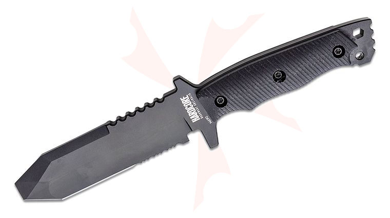 Hardcore Hardware Australia MUK-01 GEN II Fixed Blade Knife 5.03 inch N690 Black Teflon Chisel Point Tanto Combo Blade, G10 Handles, Molded Kydex Sheath