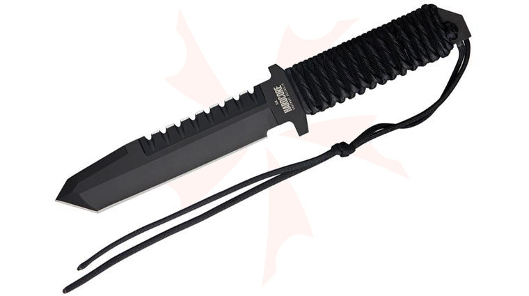 Hardcore Hardware Big Field Knife 6.7 inch Black D2 Sawback Blade, Paracord Handle, Cordura MOLLE Sheath