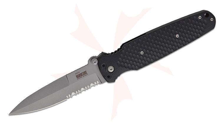 Hardcore Hardware COVERT 01 Folding Knife 3.85 inch CPM-S35VN Bead Blasted Spear Point Combo Blade, Textured Black G10 Handles, Reversible Clip