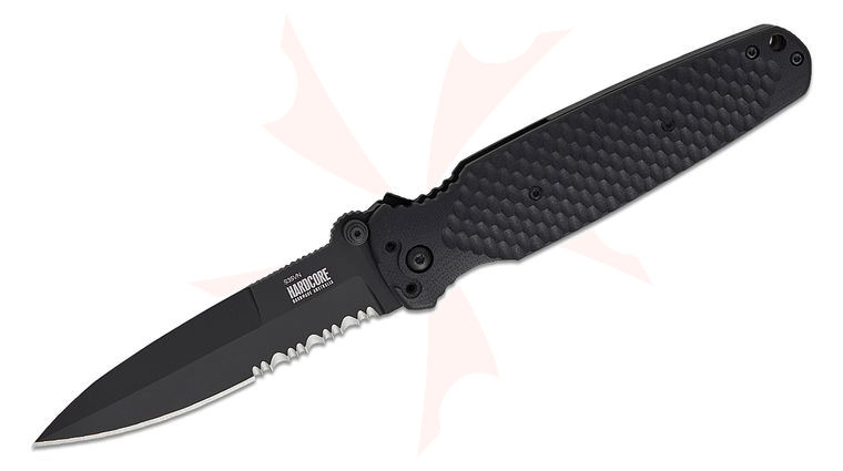 Hardcore Hardware COVERT 01 Folding Knife 3.85 inch CPM-S35VN Black PVD Spear Point Combo Blade, Textured Black G10 Handles, Reversible Clip