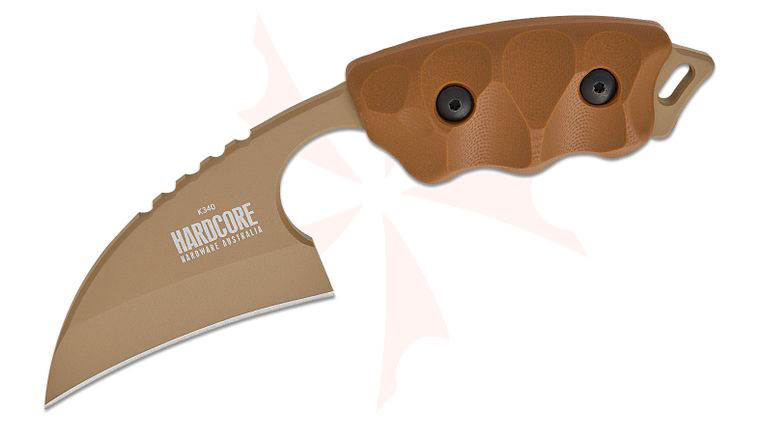 Hardcore Hardware LFK-01 Gen-2 Little Field Fixed Blade Knife 2.75 inch K340 Dark Earth Teflon Talon Point Blade, G10 Handles, Kydex Sheath