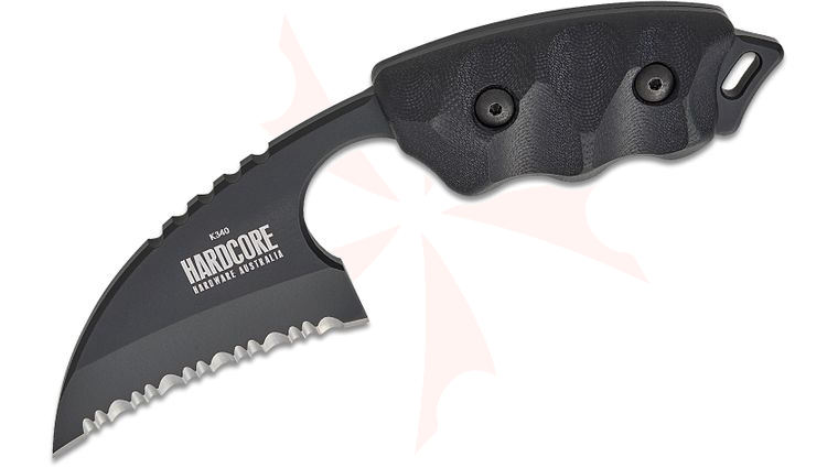 Hardcore Hardware LFK-01S Gen-2 Little Field Fixed Blade Knife 2.75 inch K340 Black Teflon Talon Point Serrated Blade, G10 Handles, Kydex Sheath
