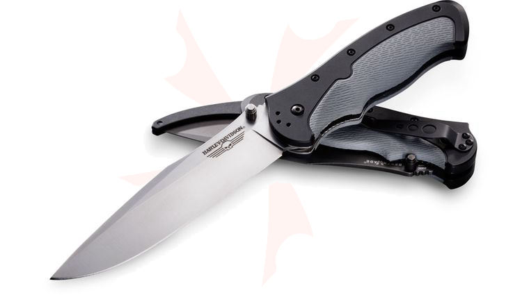 Harley-Davidson LFK Folder Oversized 5.2 inch Satin Plain Blade with Innovative Tail Fin