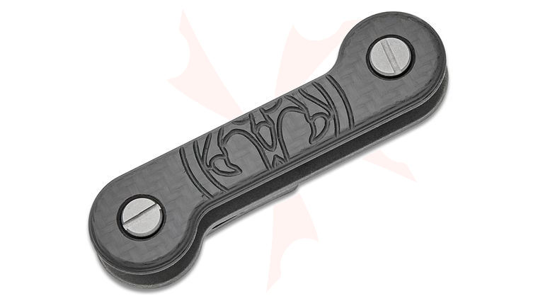 Grant & Gavin Hawk Custom KeyBar Key Organizer, Carbon Fiber with Stonewashed Titanium and Pocket Clip, Holds up to 8 Keys