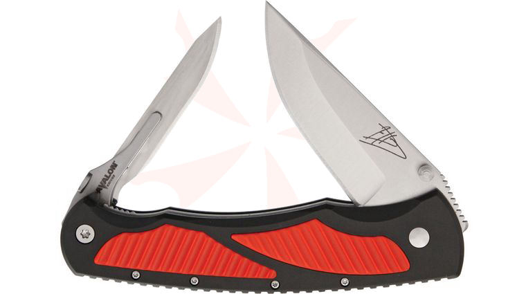 Havalon Titan Replaceable Double-Bladed Hunting Knife, Black/Red Zytel Handles, Nylon Sheath