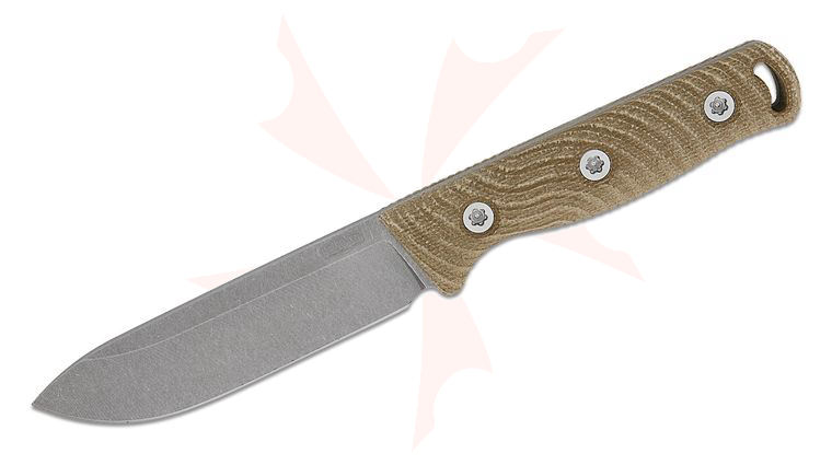 Hellbender Blade Co. Mudpup 4 Fixed Blade Knife 3.75 inch MagnaCut Tumbled Drop Point Blade, 3D Machined OD Green Canvas Micarta Handles, Kydex Sheath