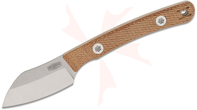 Hellbender Blade Co. Newt Fixed Blade Knife 2 inch MagnaCut Two-Tone Sheepsfoot Blade, Natural Canvas Micarta Handles, Kydex Sheath