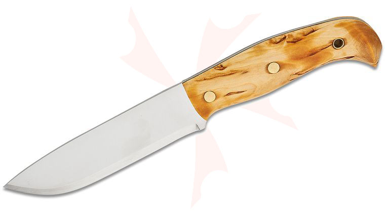 Helle Nord Fixed Blade Knife 5.75 inch 14C28N Plain Blade, Curly Birch Handle, Leather Sheath