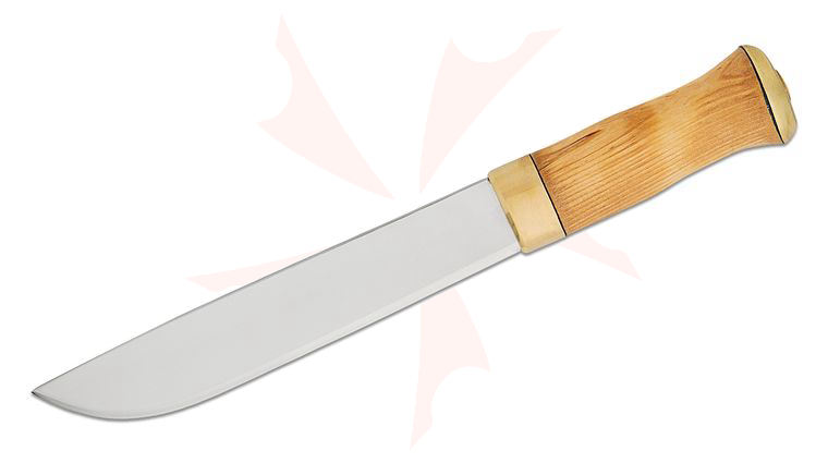 Helle Lappland Hunting Knife 8.43 inch Satin Clip Point Blade, Birch Handle, Leather Sheath
