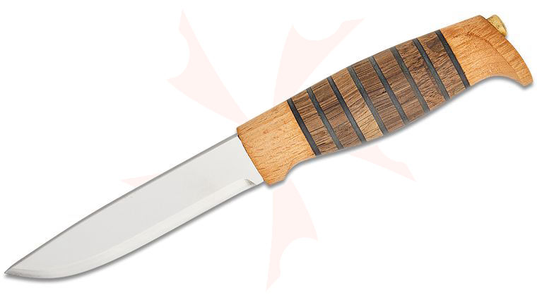 Helle Sigmund Fixed 4.25 inch Blade, Beech, Leather and Kebony Handles, Leather Sheath