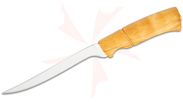 Helle Steinbit Fixed 6 inch Blade, Curly Birch Handle, Genuine Leather Sheath