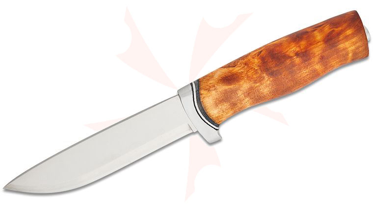 Helle GT Fixed 4.75 inch Blade, Birch Wood Handle with Steel Guard, Genuine Leather Sheath