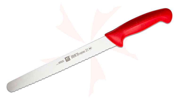 Zwilling J.A. Henckels TWIN Master 10 inch Serrated Slicing Knife, Red Zytel Handle