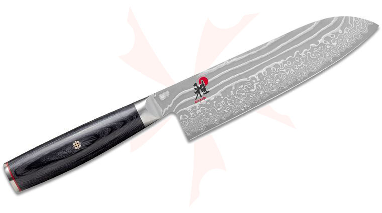 Zwilling J.A. Henckels Miyabi Kaizen II Damascus Santoku, 7 inch Blade, Pakkawood Handle