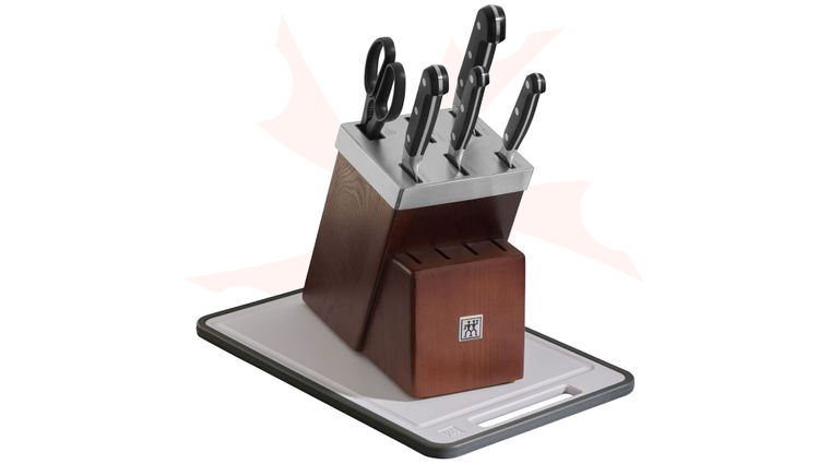 Zwilling J.A. Henckels Pro 7 Piece Kitchen Block Set with Self-Sharpening Block and Cutting Board