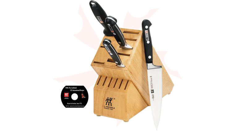 Zwilling J.A. Henckels TWIN Pro 'S' 5 Piece Wood Block Gift Set with Zwilling Cookbook CD
