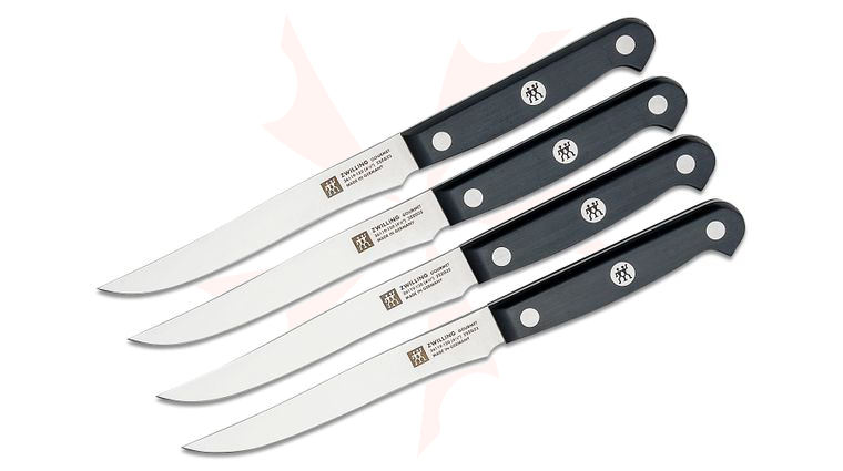 Zwilling J.A. Henckels Gourmet 4 Piece Steak Knife Set, Black POM Handles