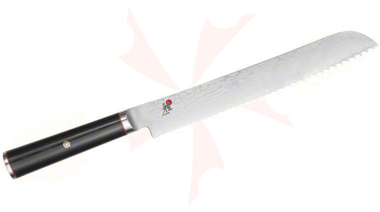 Zwilling J.A. Henckels Miyabi Kaizen 9.5 inch Bread Knife, VG10 (CMV60) Damascus Blade, Micarta Handle