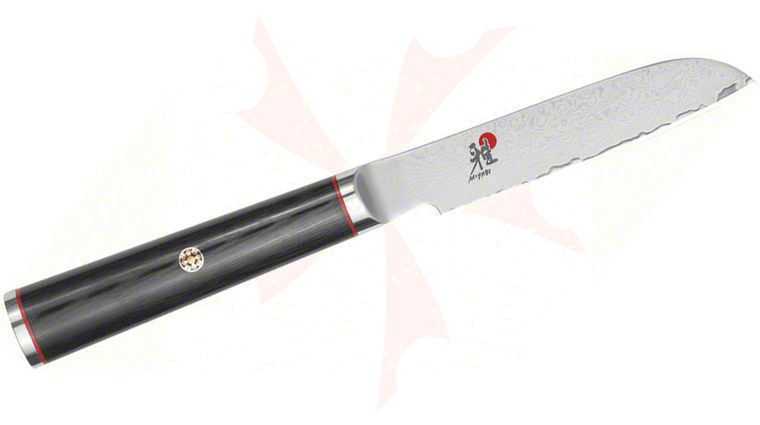 Zwilling J.A. Henckels Miyabi Kaizen 3.5 inch Vegetable Knife, VG10 (CMV60) Damascus Blade, Micarta Handle