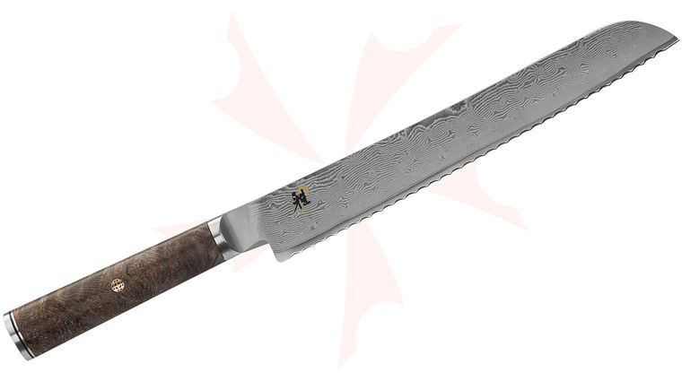 Zwilling J.A. Henckels Miyabi Black 5000MCD67 9.5 inch Damascus Bread Knife, Big Leaf Maple Burl Wood Handle