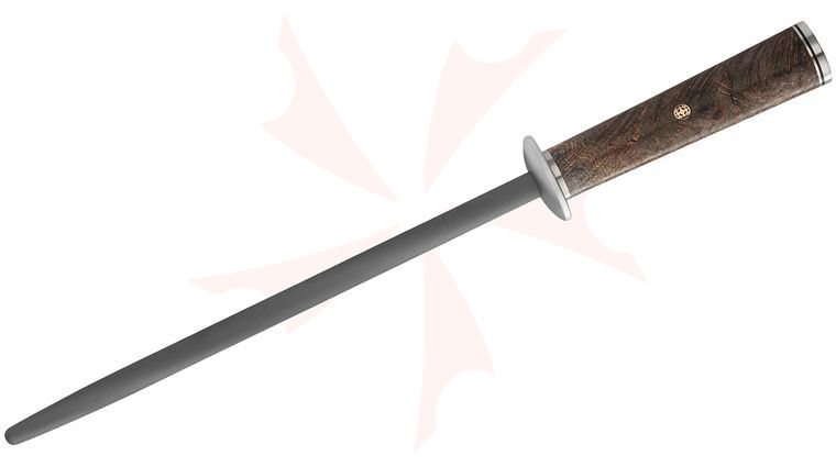 Zwilling J.A. Henckels Miyabi Black 5000MCD67 9 inch Sharpening Steel, Big Leaf Maple Burl Wood Handle