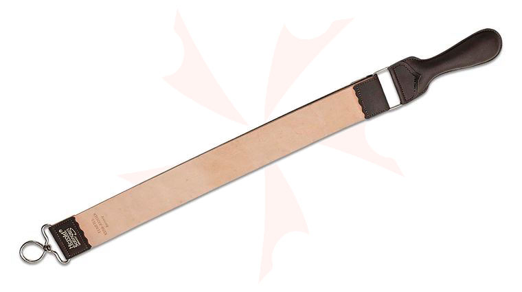 Herold Solingen Hanging Double Sided Leather/Linen Razor Strop w/ Leather Handle, Overall Size 26 inch x 2 inch