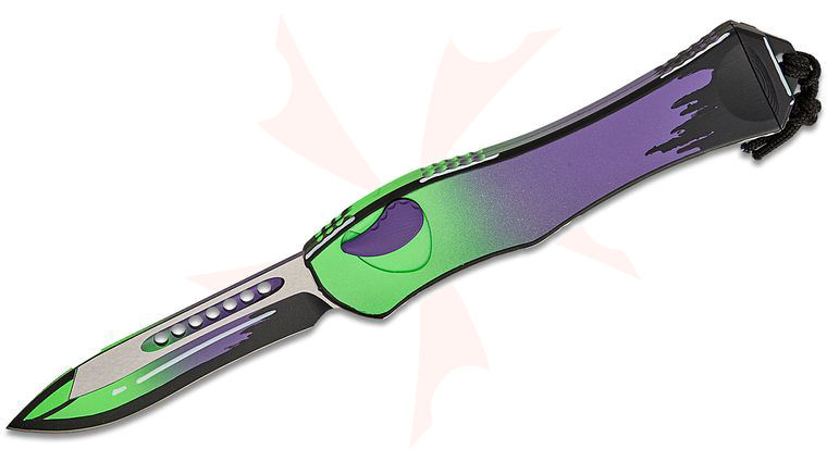 Heretic Knives Hydra V4 Single-Action OTF AUTO 3.625 inch CPM-MagnaCut Frankenstein Monster Cel Shade Recurve Blade and Aluminum Handles