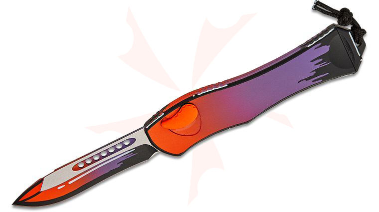 Heretic Knives Hydra V4 Single-Action OTF AUTO 3.625 inch CPM-MagnaCut Horror Night Cel Shade Recurve Blade and Aluminum Handles