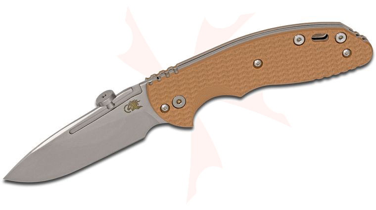 Rick Hinderer Knives XM-18 Slipjoint Folding Knife 3 inch CPM-20CV Stonewashed Slicer Blade, Coyote Brown G10 Handles