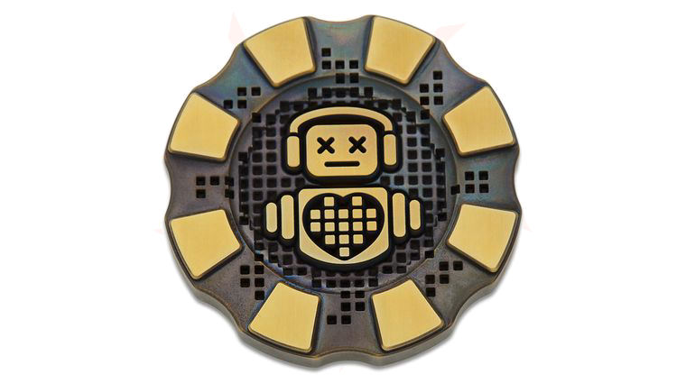 HiTex Gear Black TRD and Polished Brass Robot Heart Mega HiTex Poker Chip