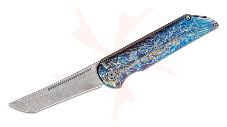 Customized Jake Hoback Backslip Slipjoint Folding Knife 2.96 inch AEB-L Stonewashed Blade, Matte Chidori Titanium Handles