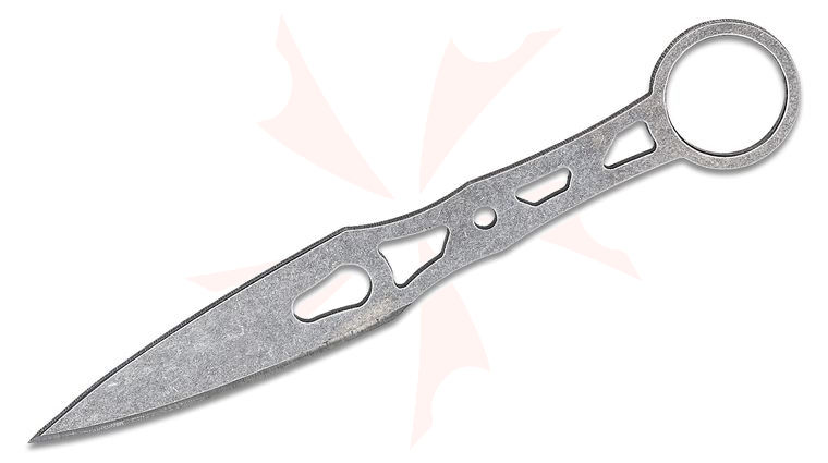 Jake Hoback Large Main Squeeze Kunai Fixed Blade Knife 3.75 inch AEB-L Stonewashed Dagger Blade and Skeletonized Handle, Velcro  inchSqueeze inch Sheath