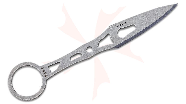 Jake Hoback Small Main Squeeze Kunai Fixed Blade Knife 2.5 inch AEB-L Stonewashed Dagger Blade and Skeletonized Handle, Velcro  inchSqueeze inch Sheath