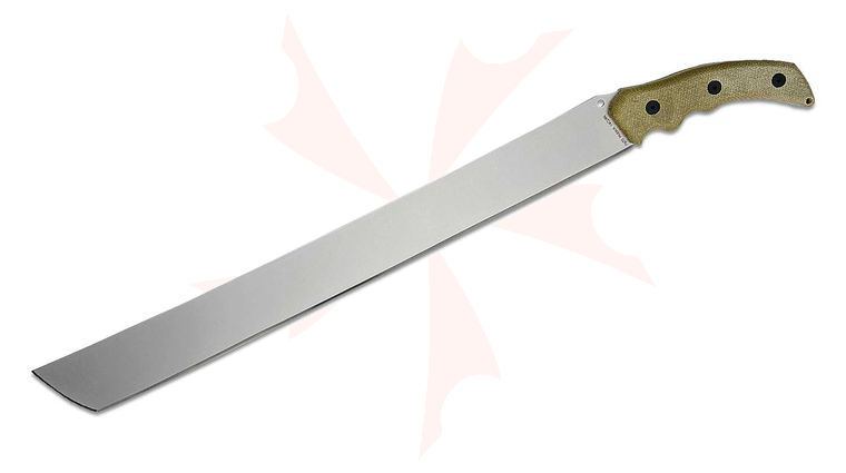 Jake Hoback The Path Machete Fixed Blade Knife 18 inch 14C28N Stonewashed, OD Green Micarta Handles, Nylon Sheath