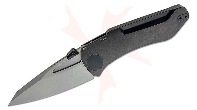 Jake Hoback Summit Folding Knife 4.375 inch M390 Stonewashed Blade, Black DLC Stonewashed Milled Titanium Handles