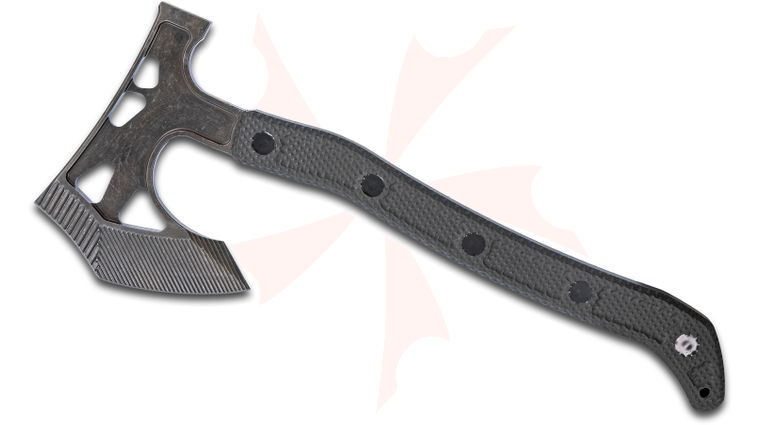 Jake Hoback Custom Ps35 Axe 15 inch Overall, Insulated Black Linen Micarta Handles, Kydex Sheath