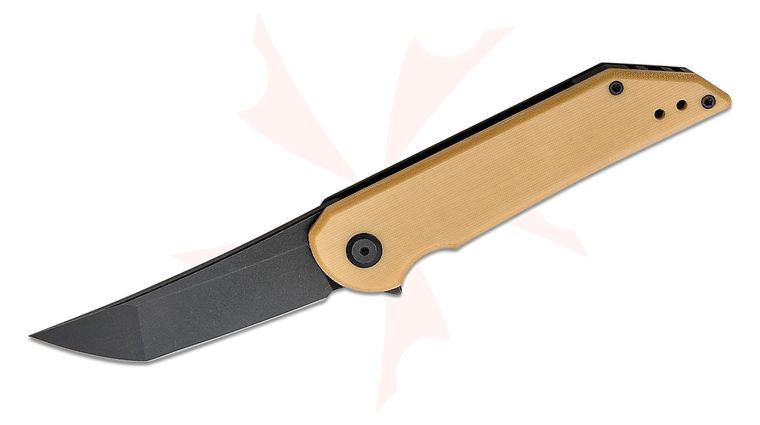 Jake Hoback Radford Flipper Knife 3.25 inch CPM-20CV Black DLC Stonewashed Blade, Bone Linen Micarta and Black Titanium Handles
