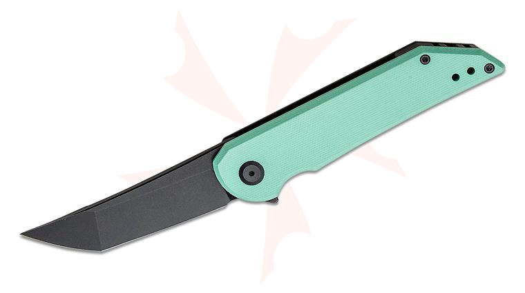 Jake Hoback Radford Flipper Knife 3.25 inch CPM-20CV Black DLC Stonewashed Blade, Tiffany Blue G10 and Black Titanium Handles